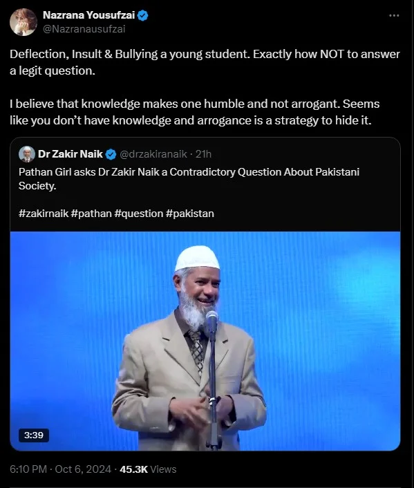 Zakir Naik Faces Backlash for Insulting Woman For Her Question