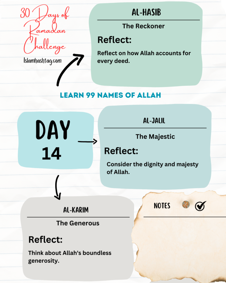 Day 14 – Reflecting On Allah’s Names: Al-Hasib, Al-Jalil, Al-Karim