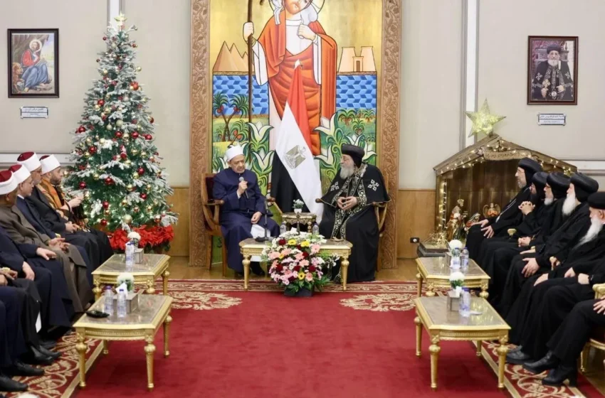  Grand Imam of Al-Azhar Meets Pope Tawadros II To Extend Christmas Greetings