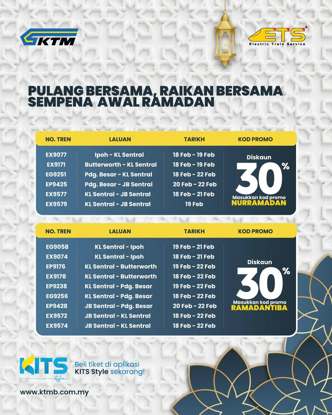 Malaysia Offers 30% ETS Fare Discount for All Routes During Ramadan 2026