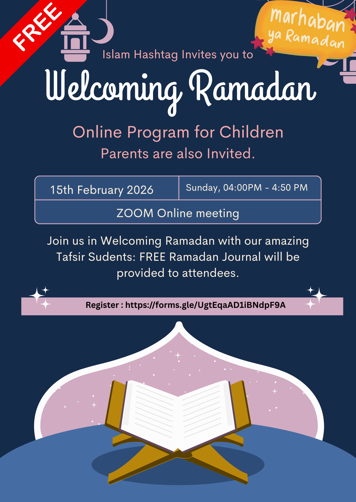 Welcoming Ramadan For Kids 2026 Webinar With FREE Ramadan Journal.